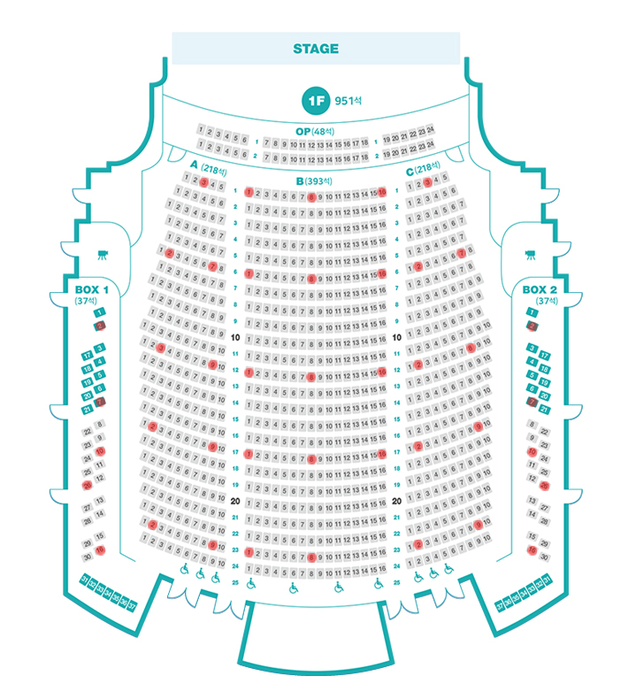 seat chart (floor 1) of the opera theater
